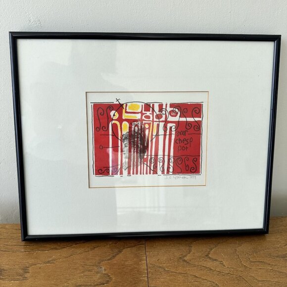 Collage art and painting signed by J.C. Graham - Picture 2 of 5